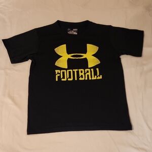 Under Armour Kids Black and Yellow Football Tee. Youth Small